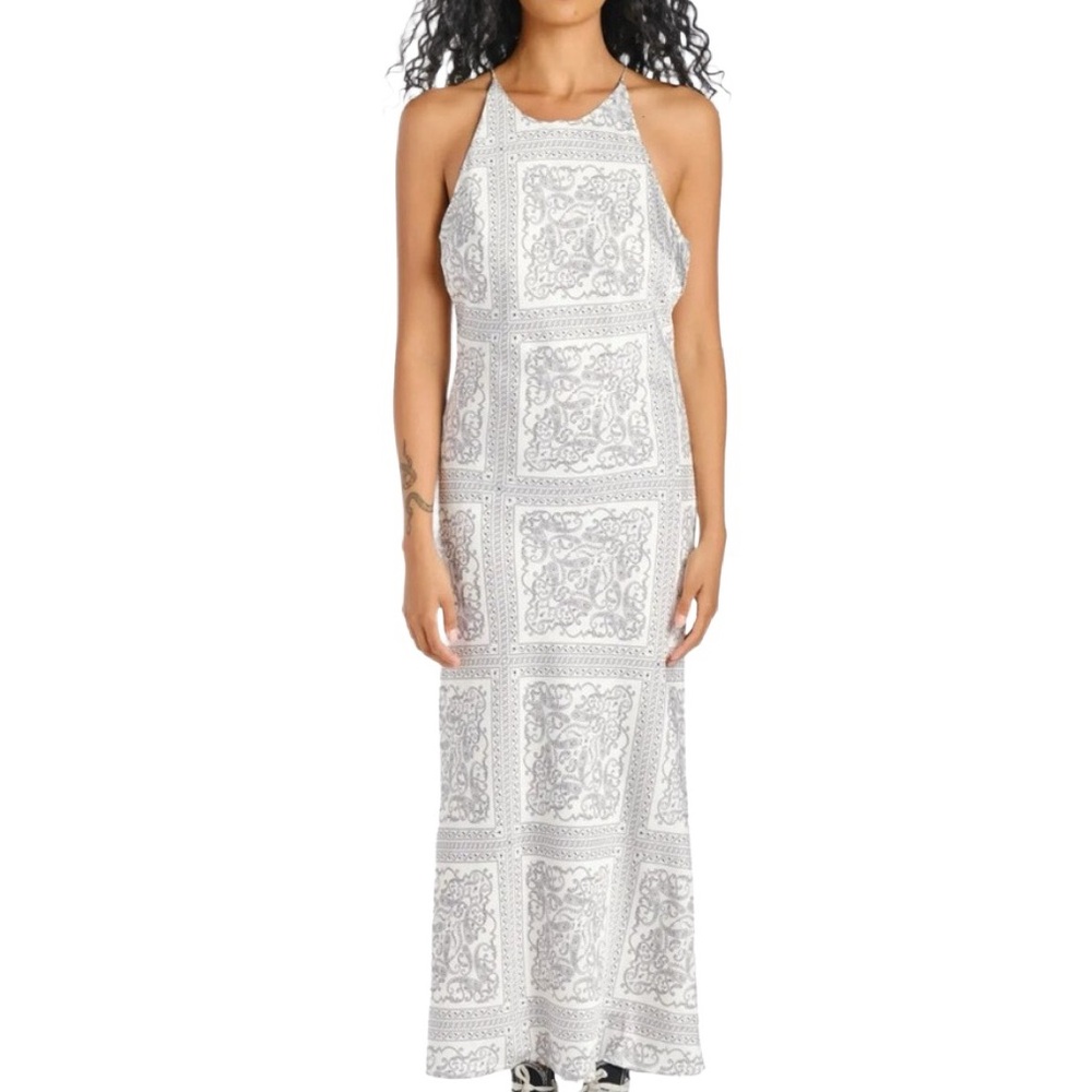 En Saison White and Black Bandana Print Slip Dress NWT